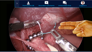 Image 3: Another view of a remote instructor using an AR overlay to more precisely guide the operating surgeons (internal camera view)